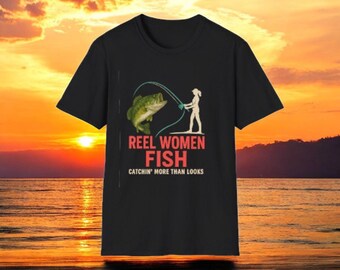 T-shirt de pêche au bar, haut graphique pour femmes avec motif de poisson, pour les pêcheuses