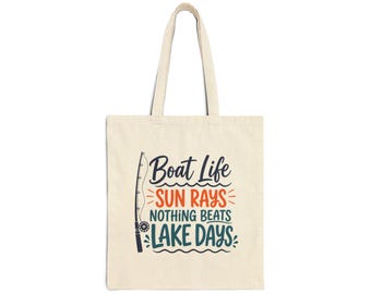 Vita in barca, raggi di sole, niente batte le giornate al lago. Borsa tote / Grafica da pesca