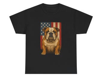American Flag Bulldog Unisex Tee, Patriotic Dog Lover Shirt