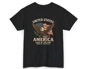 Vintage Americana American Eagle Flag Tee | Patriotic USA Shirt | Land of the Free Apparel