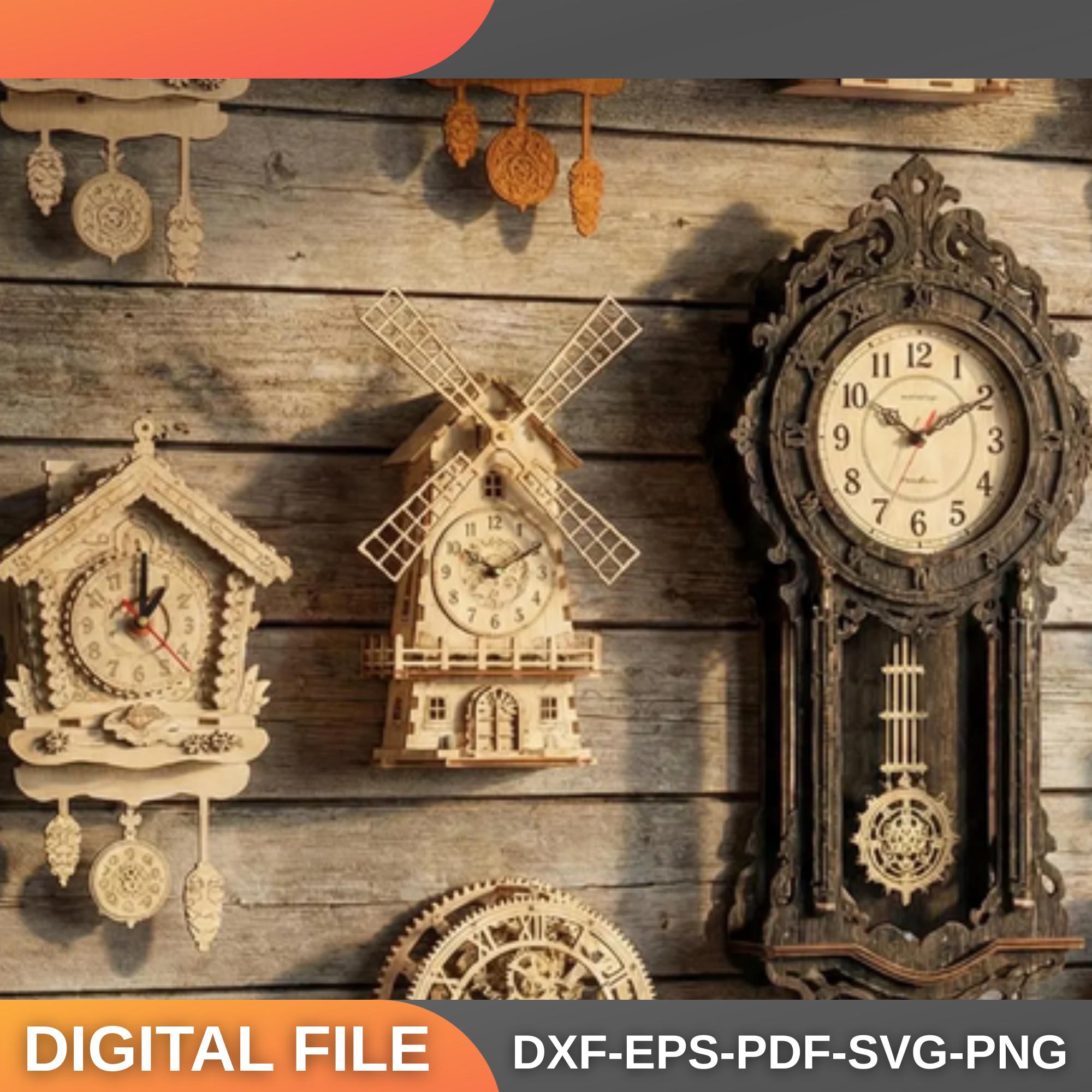 18+ Wall Clock Laser Cut Bundle | Decorative Clock SVG | Wooden Wall ...