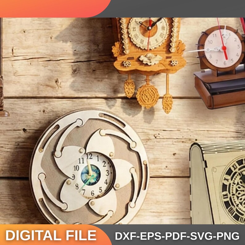18+ Wall Clock Laser Cut Bundle | Decorative Clock SVG | Wooden Wall ...