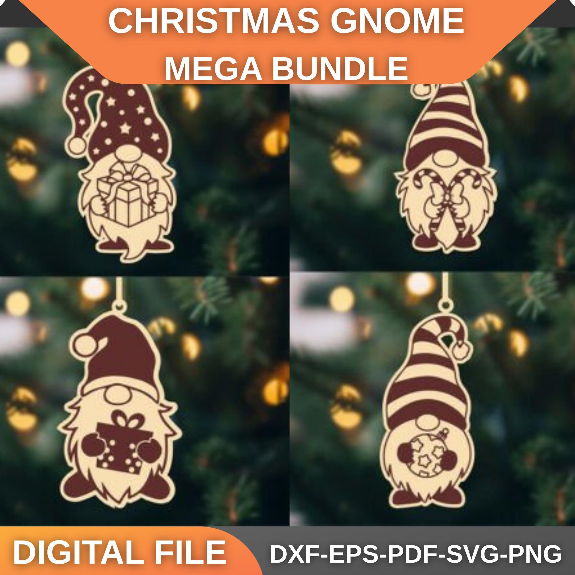 40+ Files Christmas Gnome SVG Bundle, Laser Cut Holiday Gnome Ornaments ...
