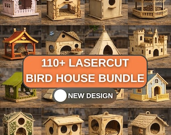 110+ Laser Cut Birdhouse Files Bundle | Bird House SVG Designs | DIY Wood Projects | CNC Laser Cutting Files | Digital Download