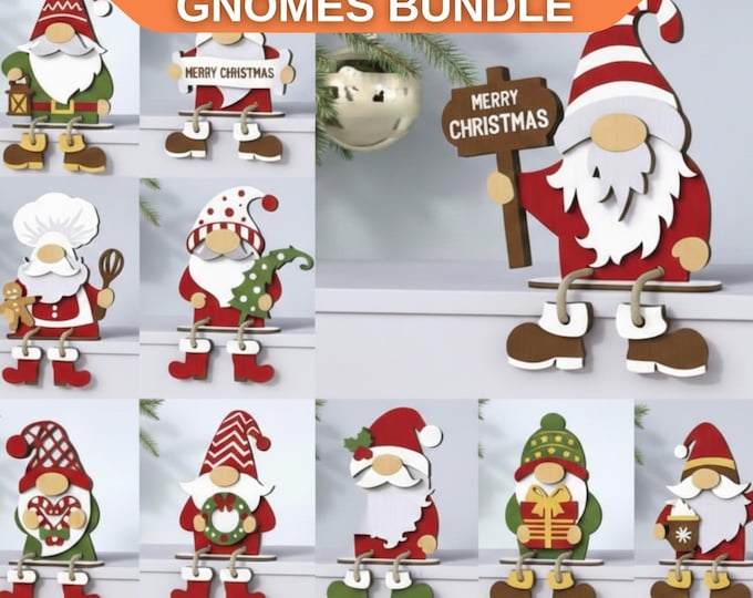 65+ Files 3D Christmas Gnomes Stands SVG Bundle, Layered Wooden Gnome ...
