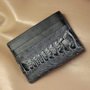 Ostrich black minimalist card holder (horizontal) by Toni Craft
