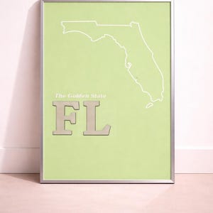 Florida State Wall Art Printable | FL Minimalist Map Poster | Digital Download Home Decor