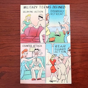 MWM Army Comic Series Postcard Military Terms Defined Unposted WWII Buy War Stamps Bonds Army Humor Color-Litho Postcard UNPOSTED Unused WW2