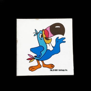 Toucan Sam Fruit Loops Magnet 1991 Kellogg Co. Vintage Cereal Premium Refrigerator Magnet Toucan Bird