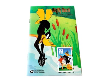 Folleto de sellos del Pato Lucas de 1999, coleccionable de USPS Looney Tunes