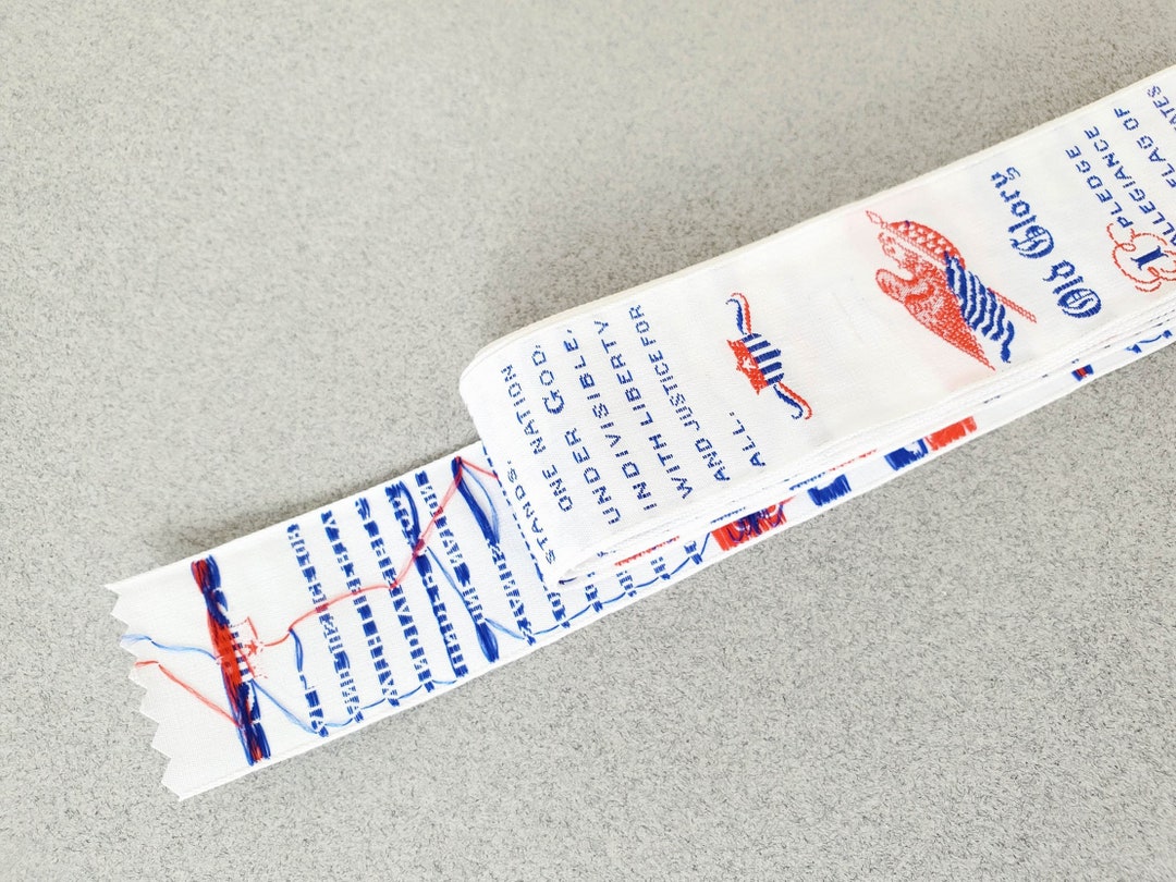 Pledge Ribbon Vintage Pledge of Allegiance Embroidered Ribbon Bookmark, Old Glory - Etsy