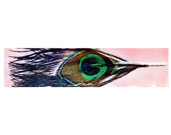 Handmade Laminated Peacock Feather Bookmark, Gift for Reader