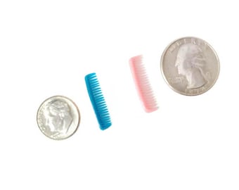 Vintage Miniature Plastic Comb Pink Blue Barbie 1:12 Scale 1960s NOS