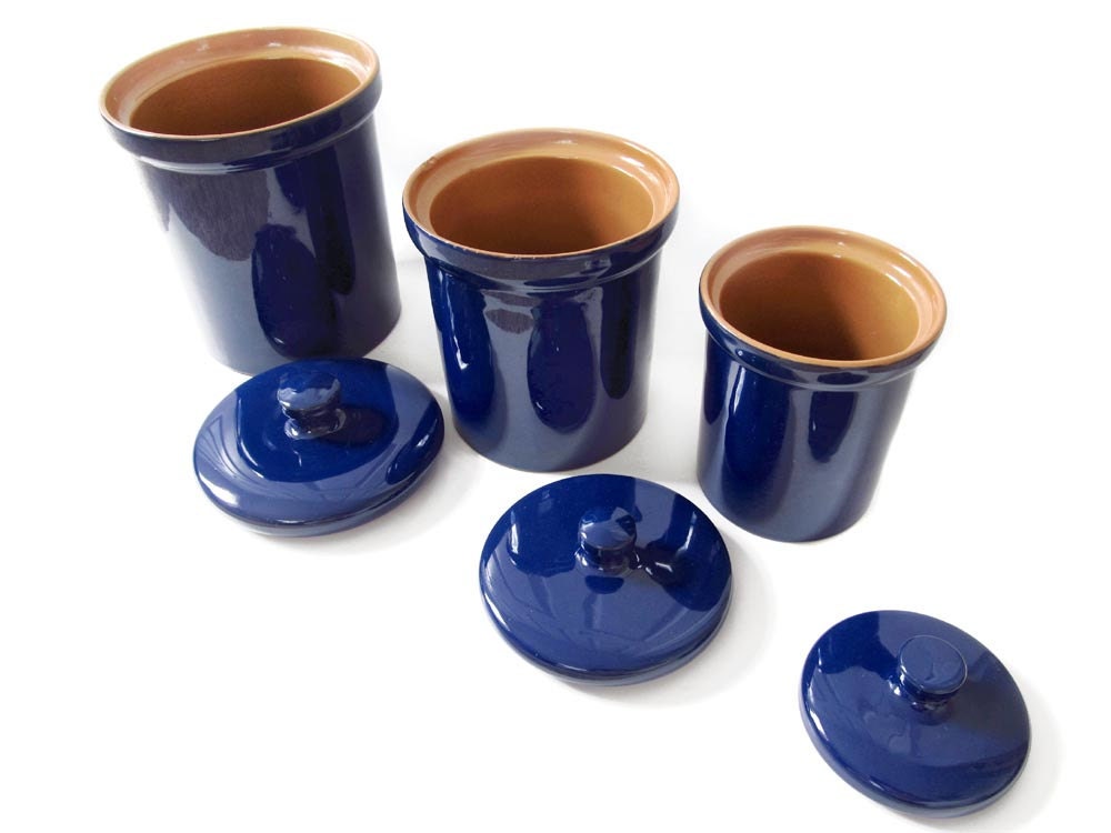 Cobalt Blue Ceramic Canister Set Made in Italy Italian Kitchen Etsy