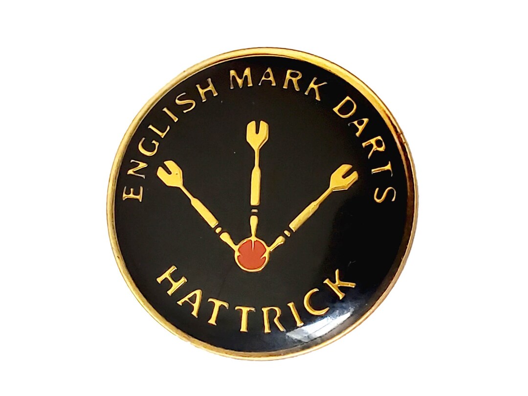 English Mark Darts Hattrick Pin Hat Trick Darts Lapel Pin Clutch