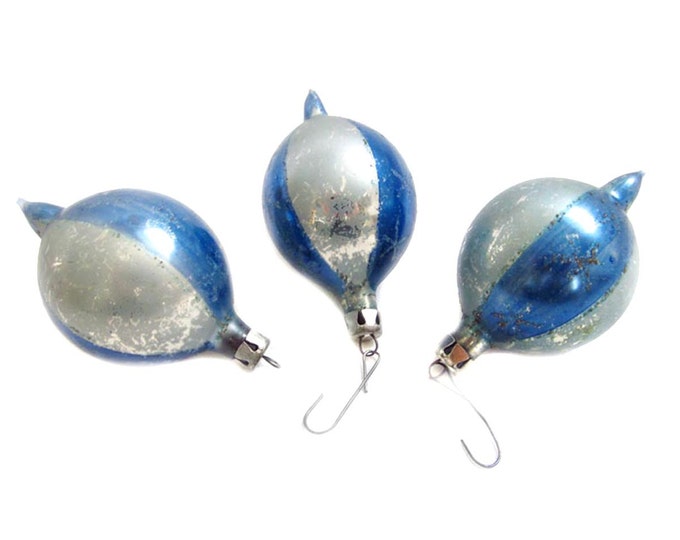 Glass Christmas Ornaments Poland Light Blue Silvered Glass Etsy