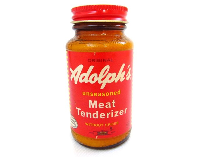 Adolph's Unseasoned Meat Tenderizer Spice Glass Jar Vintage Collectible