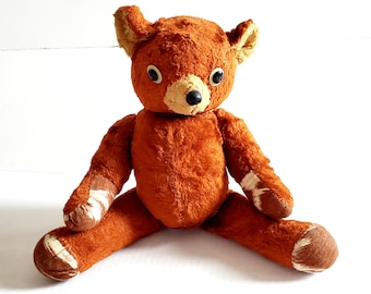 Vintage GUND Cubbi Teddy Bear: Cinnamon Art Silk Fur, Jointed Plush Toy