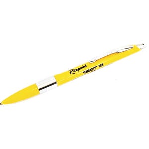 Ritepoint Embassy Pen #400 Salesman Sample Ballpoint Pen Retractable Desert Yellow Plastic Barrel Chrome Trim Ball Pen Needs TLC