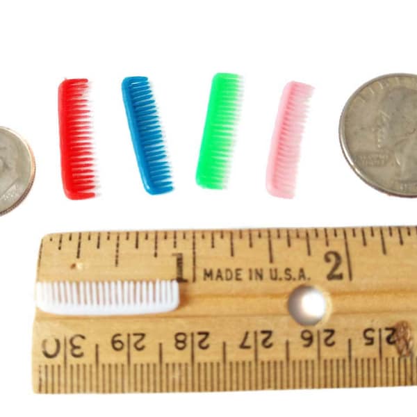 Miniature Comb Plastic Red Blue Pink Green Doll Comb (Only) Mini Tiny Comb Miniature 1:12 Scale PICK Your COLOR Barbie Comb