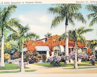 Hollywood Florida Postcard: A Pretty Bungalow House, Harrison Street (1940)