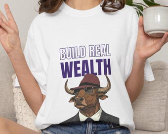 Bull in Suit T-Shirt, Stock Market Investor Finance Graphic Tee, Retro Style