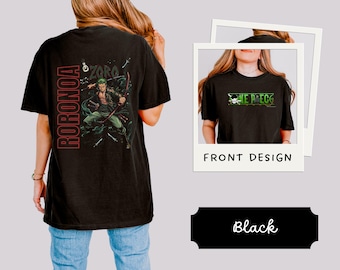 Camiseta de anime de Roronoa Zoro de One Piece / Camiseta de estilo urbano con estampado manga