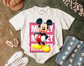 Mickey Mouse Retro Graphic T-Shirt, Garment Dyed Cotton Tee