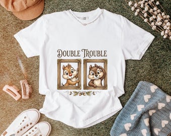 Camiseta de dibujos animados de la ardilla Double Trouble, camiseta con estampado de personaje retro vintage.