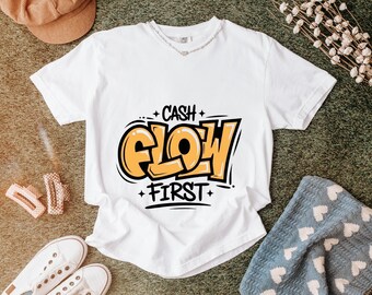 Cash Flow Erstes T-Shirt, Graffiti Geld Typografie T-Shirt, Buchhaltung, Business, Unternehmertum