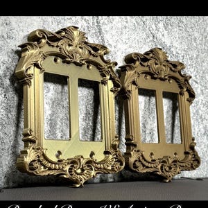 Elegant Kolonial Viktoriansk Ljusbrytarskydd Utsmyckad Antik Mässing Inramad Väggplatta Modern Rustik Bougie Uttagsskydd Dubbel Vippstång Gotisk