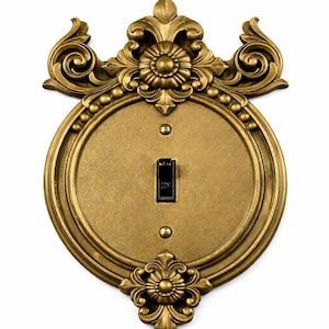 Cubierta de interruptor de luz floral victoriana, placa con medallón ornamentado, detalle decorativo gótico para pared.