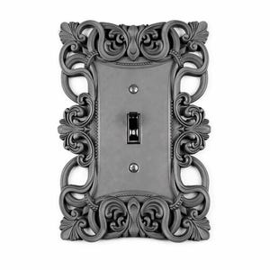 Victorian Light Switch Cover Ornate Black Frame Wall Plate Medieval Home Decor Gothic Wainscotting Trim Castle Core style Wall Art Trim