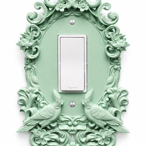 Victorian Light Switch Cover Ornate Vintage Blue Bird Floral Frame Wall Plate Personalized