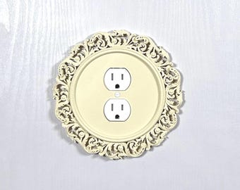 Victorian Duplex Outlet Cover, Ornate Floral Wall Plate, Baroque Cottage Decor