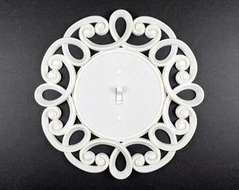 Victorian Ornate Scroll Light Switch Cover Plate – Ivory Architectural Detail