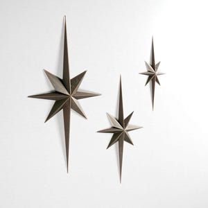 Mid Century Starburst Wall Decor, Dark Bronze North Star Celestial Art image 5