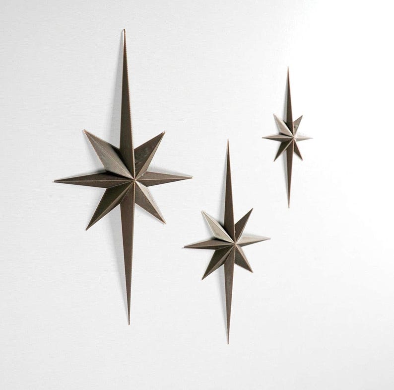 Mid Century Starburst Wall Decor, Dark Bronze North Star Celestial Art image 5
