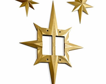 Retro Starburst Light Switch Cover Set Celestial Wall Decor MCM Atomic Star 3D Wall Art Double Rocker Custom Switch Options Northstar Outlet