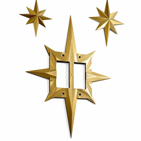 Retro Starburst Light Switch Cover Set Celestial Wall Decor MCM Atomic Star 3D Wall Art Double Rocker Custom Switch Options Northstar Outlet