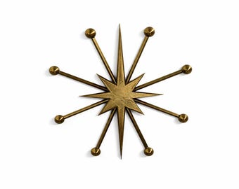 Mid Century Atomic Starburst Wall Decor, Retro Starburst Art, 3D Printed Accent