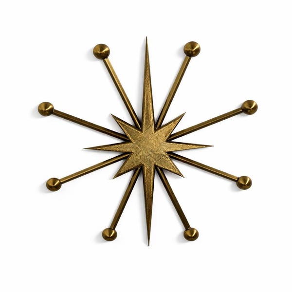 Mid Century Atomic Starburst Wall Decor, Retro Starburst Art, 3D Printed Accent
