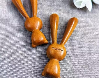 Custom Engraved Wooden Rabbit Gua Sha Tool | Personalized Facial Massage Tool | Unique Self-Care Gift for Her