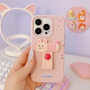 3D Pet Case Dog Cat Finger Ring Support for iPhone 16 15 14 13 12