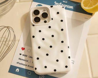 Polka Dot Textured Soft Silicone Cover Case for iPhone 16 15 14 13