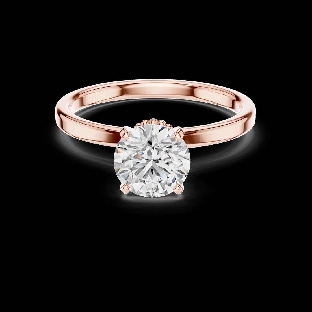 Timeless Round Cut Solitaire Lab Grown Diamond Gold Engagement Ring 1 ...