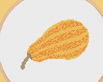 Gourd Cross Stitch Pattern, PDF Digital, Easy Beginner Autumn Fall