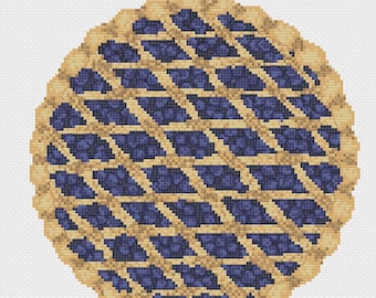 Blueberry Pie Cross Stitch Pattern, PDF Digital, Summer Fruit Pie Food Dessert