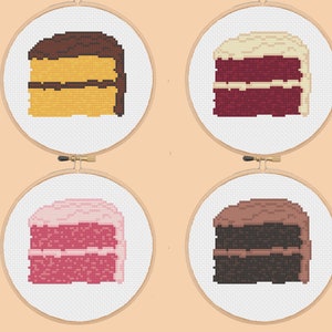 Cake Slice Cross Stitch Pattern, PDF Digital, Easy Beginner Dessert