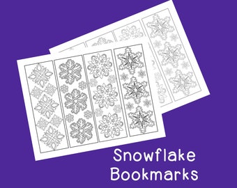 Snowflake Snow Flake Bookmarks PDF Printable Coloring Page, Winter, Snowflakes, Adult Coloring